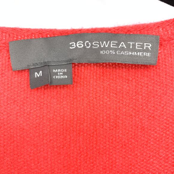 360 Sweater Women's Sz Medium Cashmere Long Sleeve Scoop Neck Coral *FLAWS READ - Picture 6 of 7